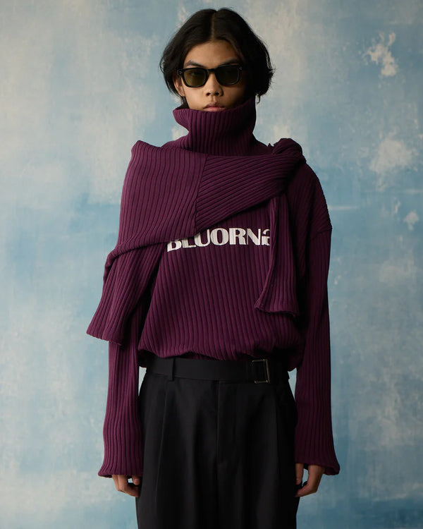 Maroon High Neck Rib Full Sleeve